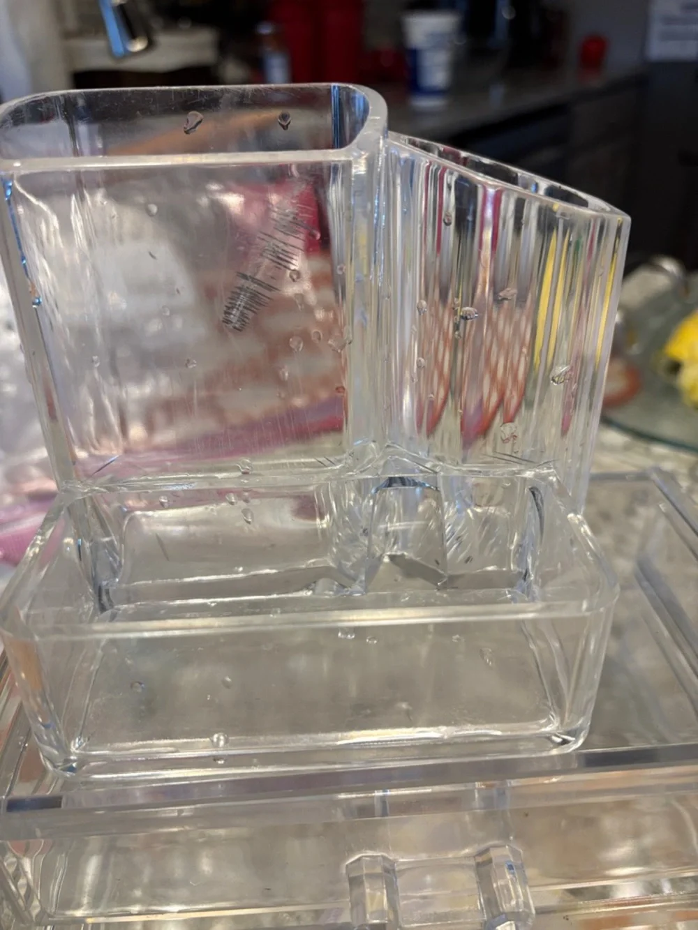 Clear Acrylic Bathroom Organizer Set - Transparent Bath Storage 3 piece